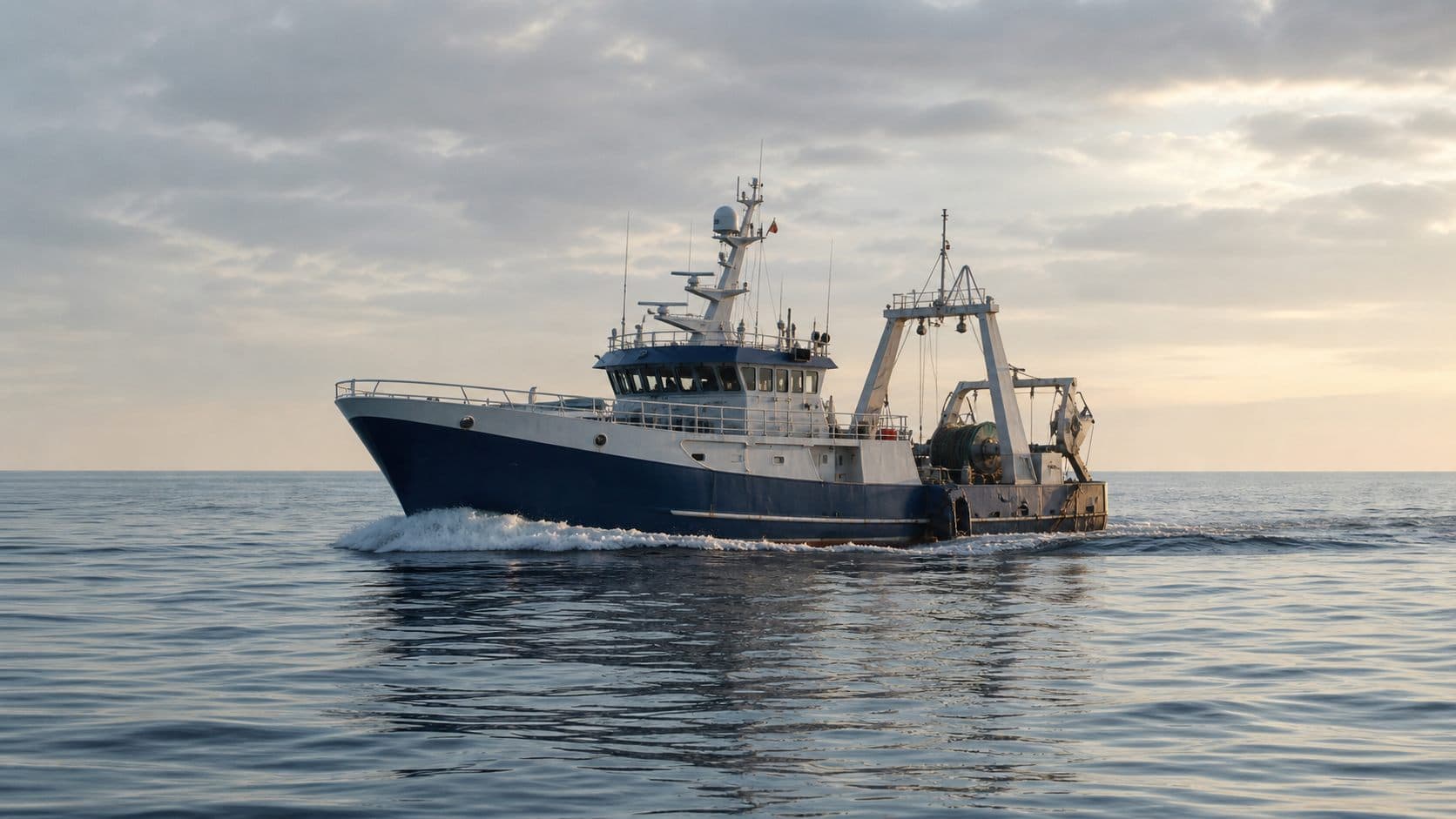 A fishing vessel at sea